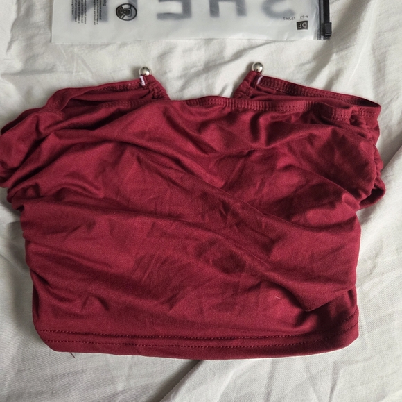 Red Ruched Top, S - Picture 2 of 4